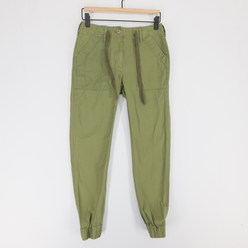 Guideboat Co Jogger Pants Womens 26 Green Drawstring Elastic Cuff Utility Cotton